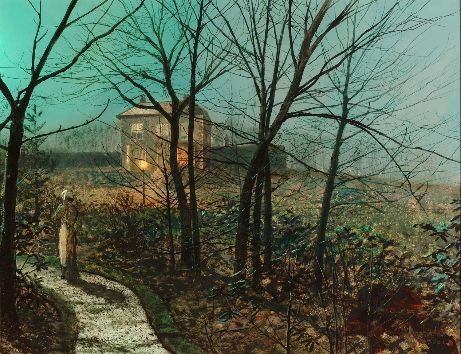 Donna sul sentiero vicino a un cottage, 1882